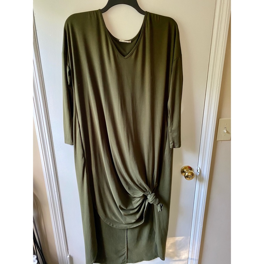 Olive green boutique tie knot dress